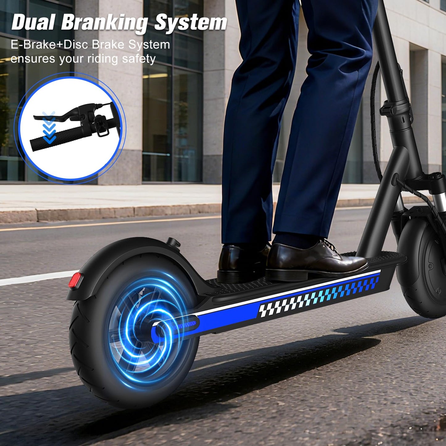 Electric Scooter Adults 350W Motor 8.5" Solid Tire Foldable E Scooter Adult and Teens Max 19 MPH Speed Dual Braking System APP Control