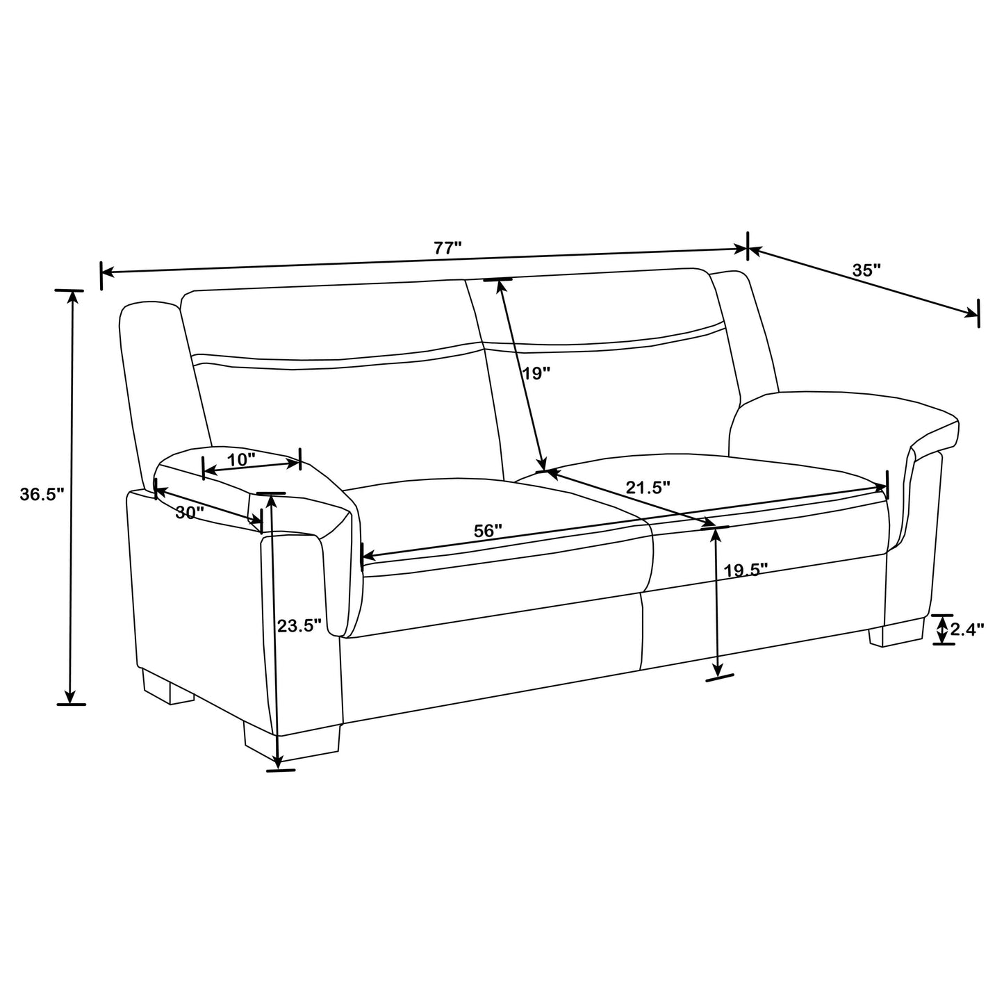 Coaster Home Furnishings - Arabella - 2-Piece Leatherette Upholstered Sofa and Loveseat Set with Padded Arms - Transitional - Living Room - Gray - 506591-S2