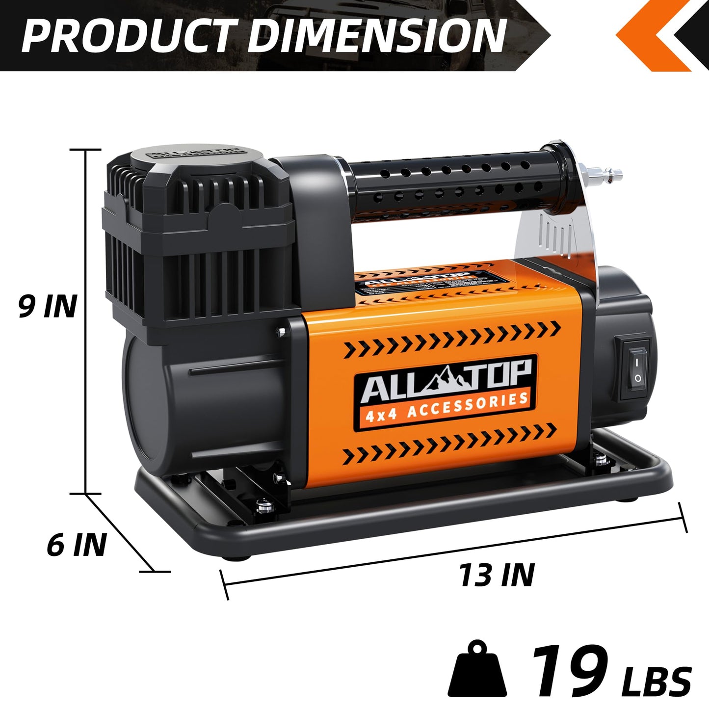 ALL-TOP Air Compressor with Digital Pressure Gauge Tire Inflator Kit, 12V Portable Inflator 7.06ft³/Min, Offroad Air Pump for Truck Tires, Heavy Duty Max 150 PSI for 4x4 Vehicle & RV