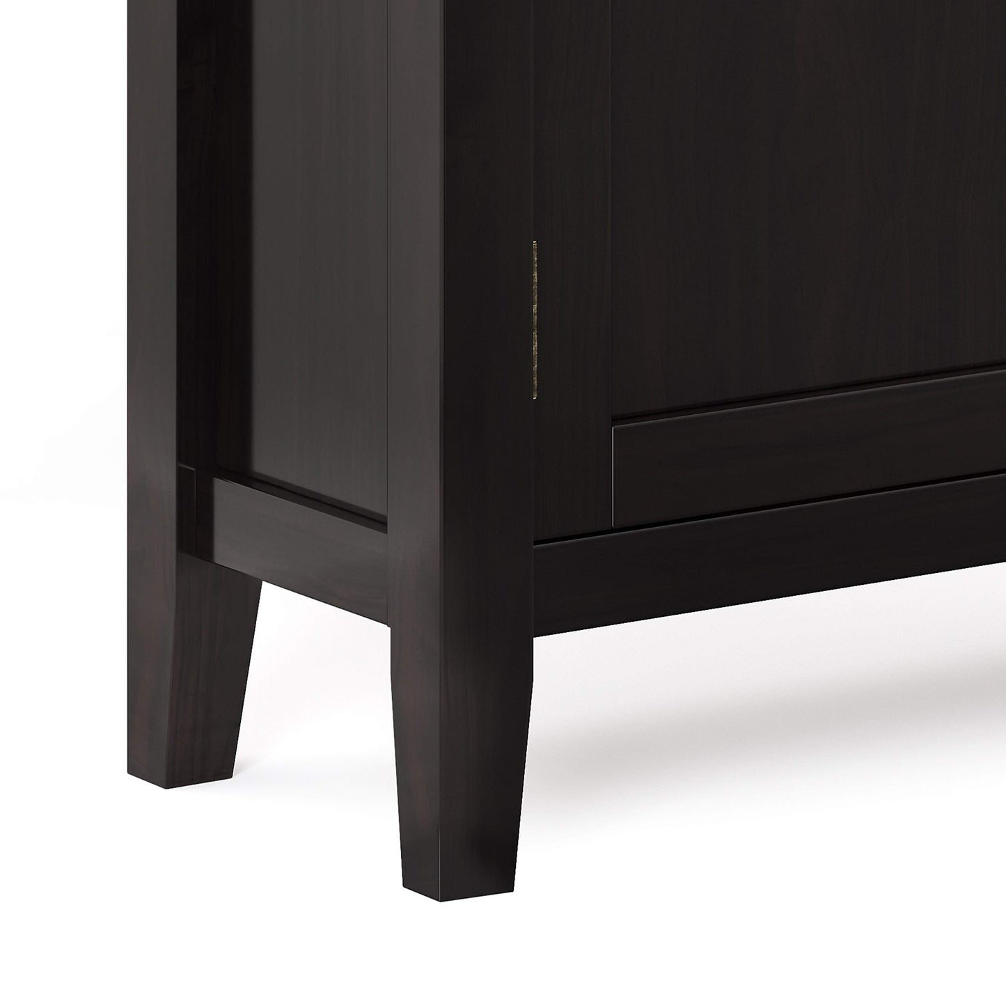 SIMPLIHOME Redmond Storage Cabinet - 32 inch Wide Solid Wood 2-Shelf Low Storage Cabinet in Hickory Brown, Transitional Accent Cabinet for Entryway with Adjustable Shelves and Tapered Legs