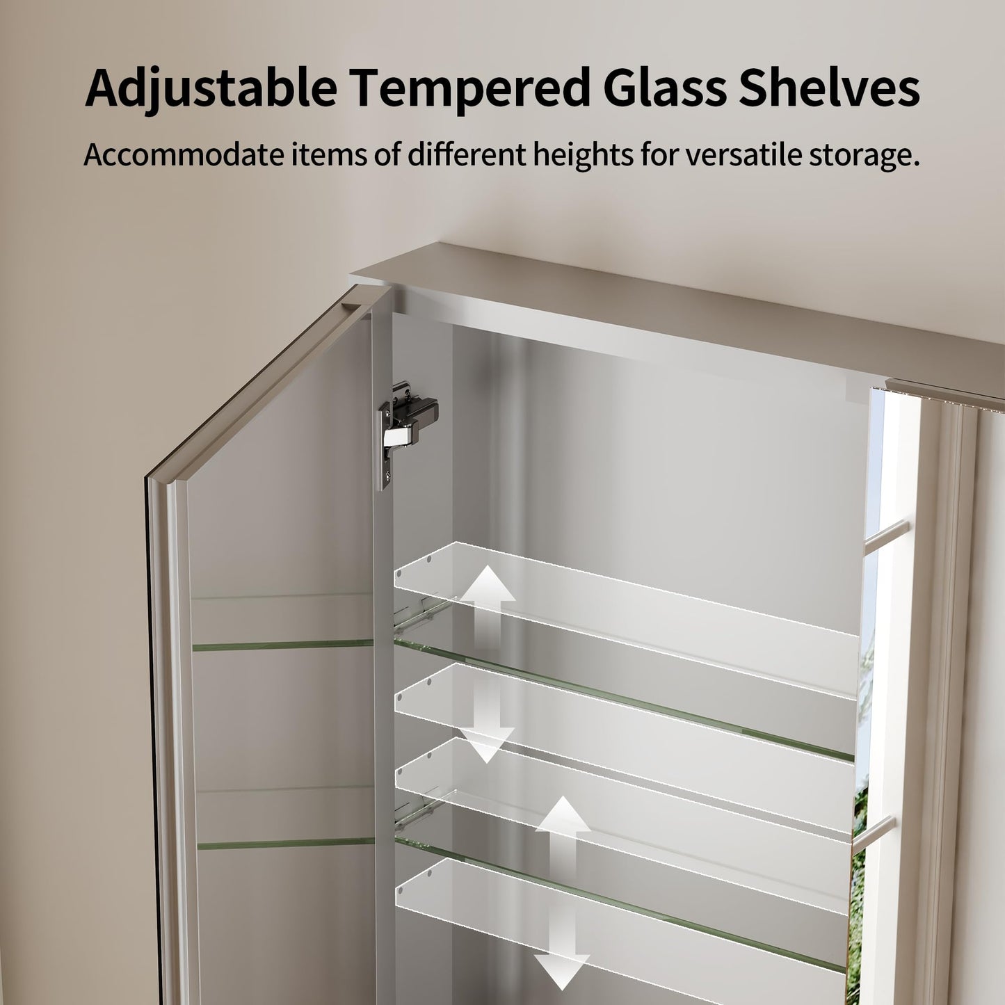 DeerValley Pre-Assembled Medicine Cabinet with Mirror, 48" W x 26" H Bathroom Mirror with Storage, 3 Doors Frameless Modern Wall Mount Mirrored Medicine Cabinets with 2 Adjustable Shelves DV-1MC0149