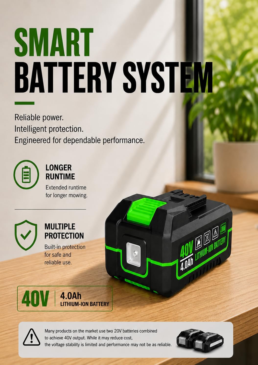 Grelawner 40V Cordless Lawn Mower, 16-Inch Brushless Electric Push Mower with 4.0Ah Battery & Charger, 2-in-1 Mulching and Bagging, 5-Position Height Adjustment, Lightweight Foldable Design, Green