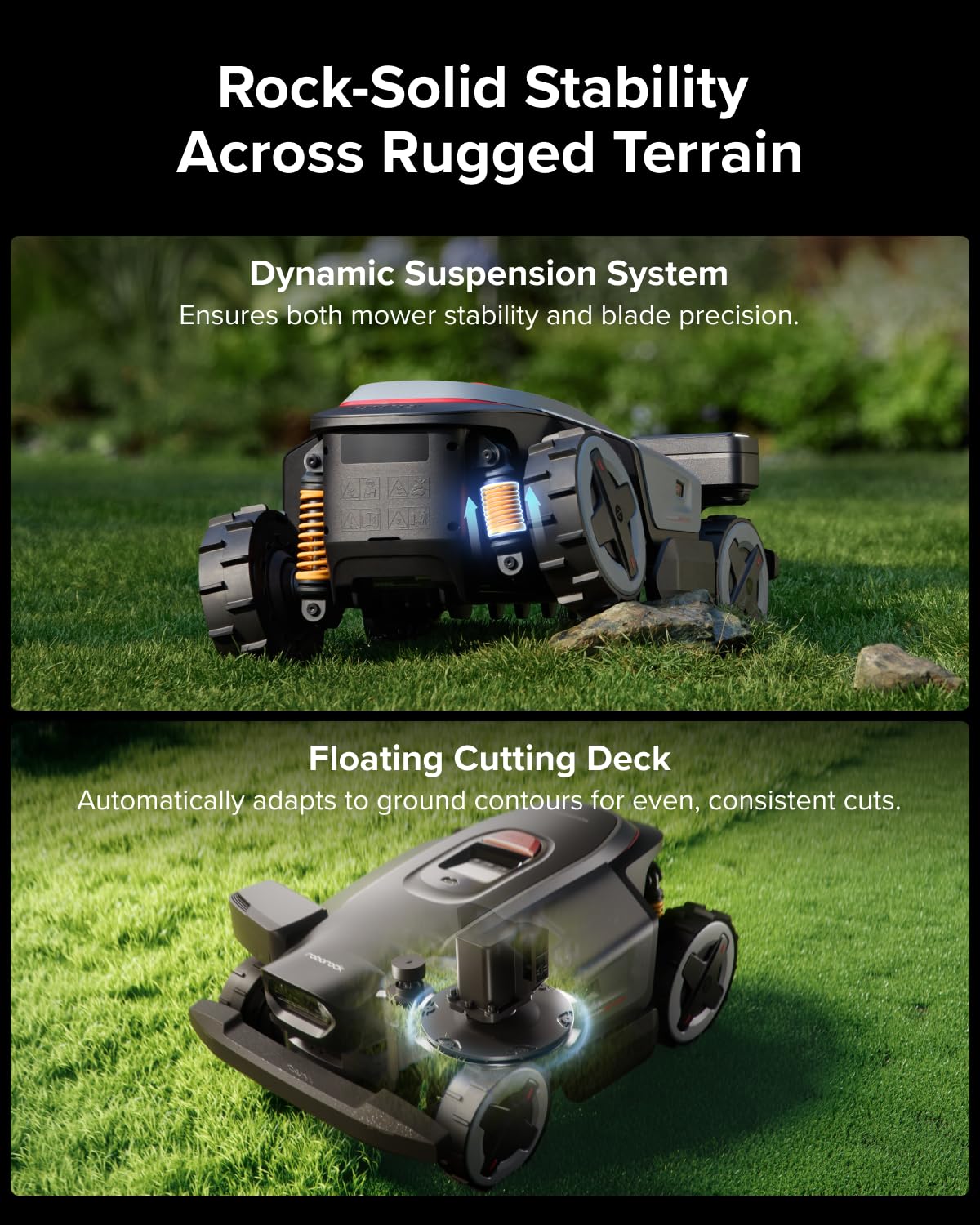 roborock RockMow X115H Robot Lawn Mower, Wire-Free 4WD Robot Lawn Mower with Full-Band RTK + Quad-Vision Navigation, Auto Mapping, Multi-Sensor AI Obstacle Avoidance, 80% Slope, Covers Up to 0.37 Acre