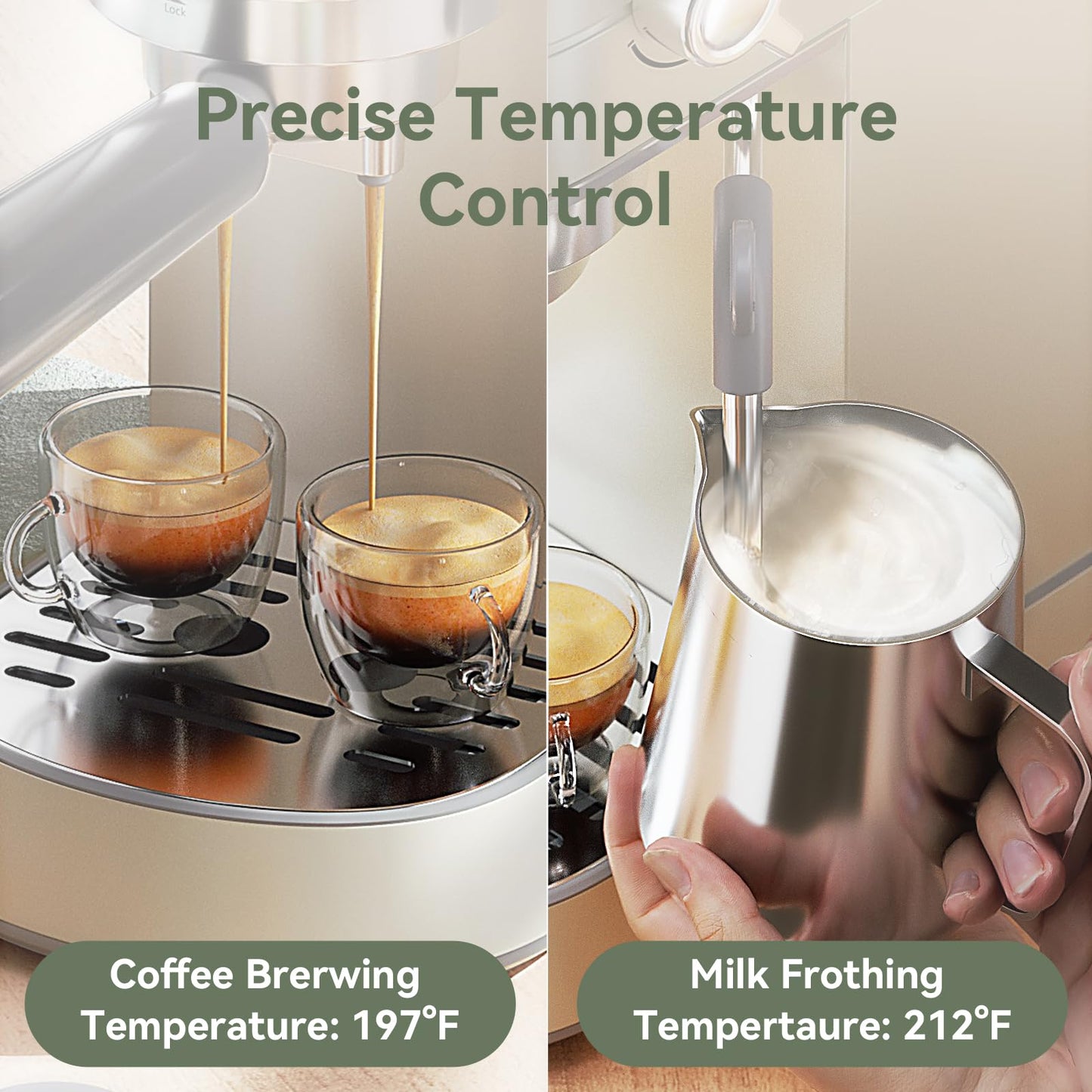 Gevi Commercial Espresso and Coffee Makers, Professional Espresso Maker Latte Machine with Milk Frother, Stainless Steel Expresso Coffee Machines for Home, Compact Cappuccino Machine, Great Gift