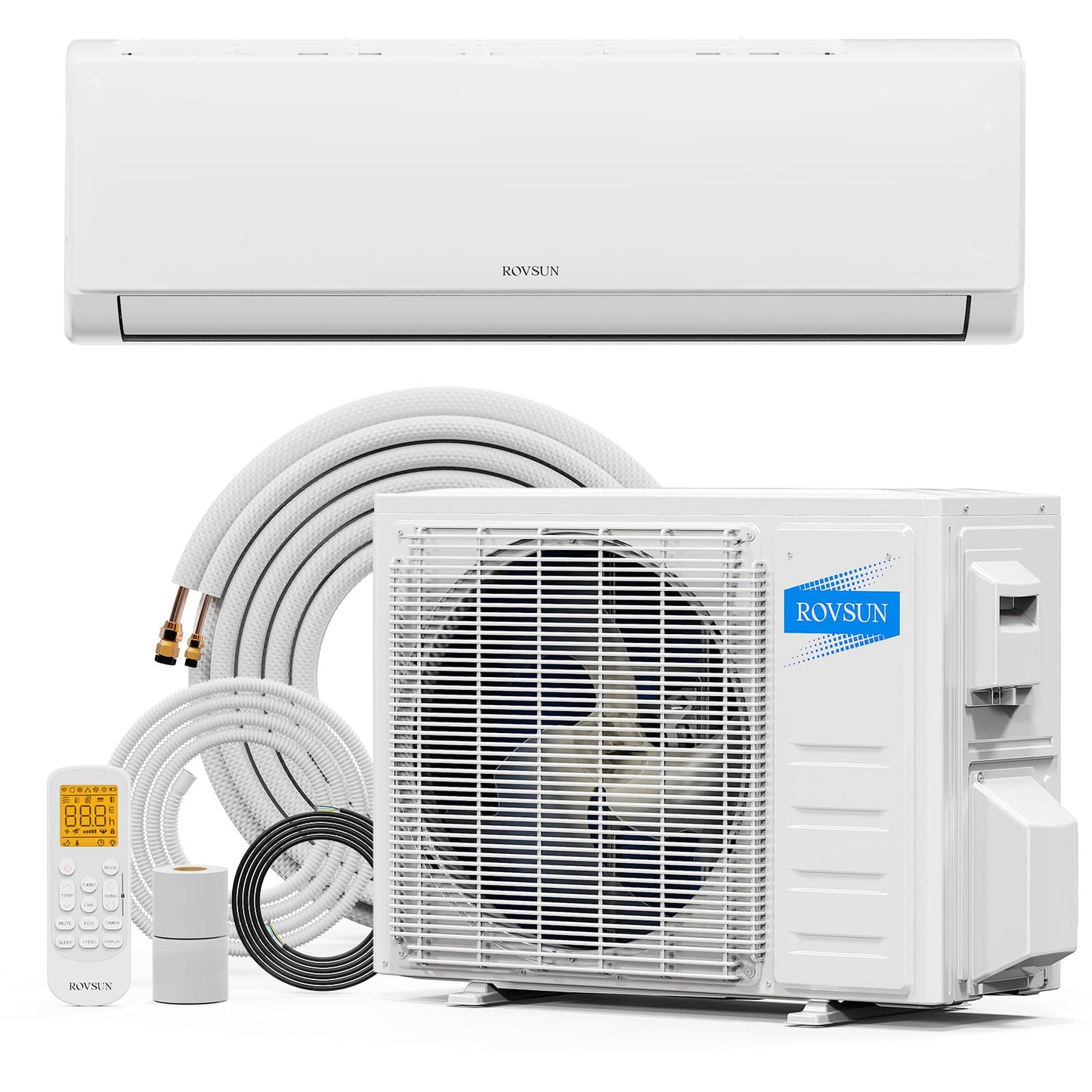ROVSUN 9000 BTU Mini Split AC/Heating System with Inverter, 19 SEER2 Energy Saving 115V Ductless Split-System Air Conditioner with Pre-Charged Condenser, Heat Pump, Remote Control & Installation Kit