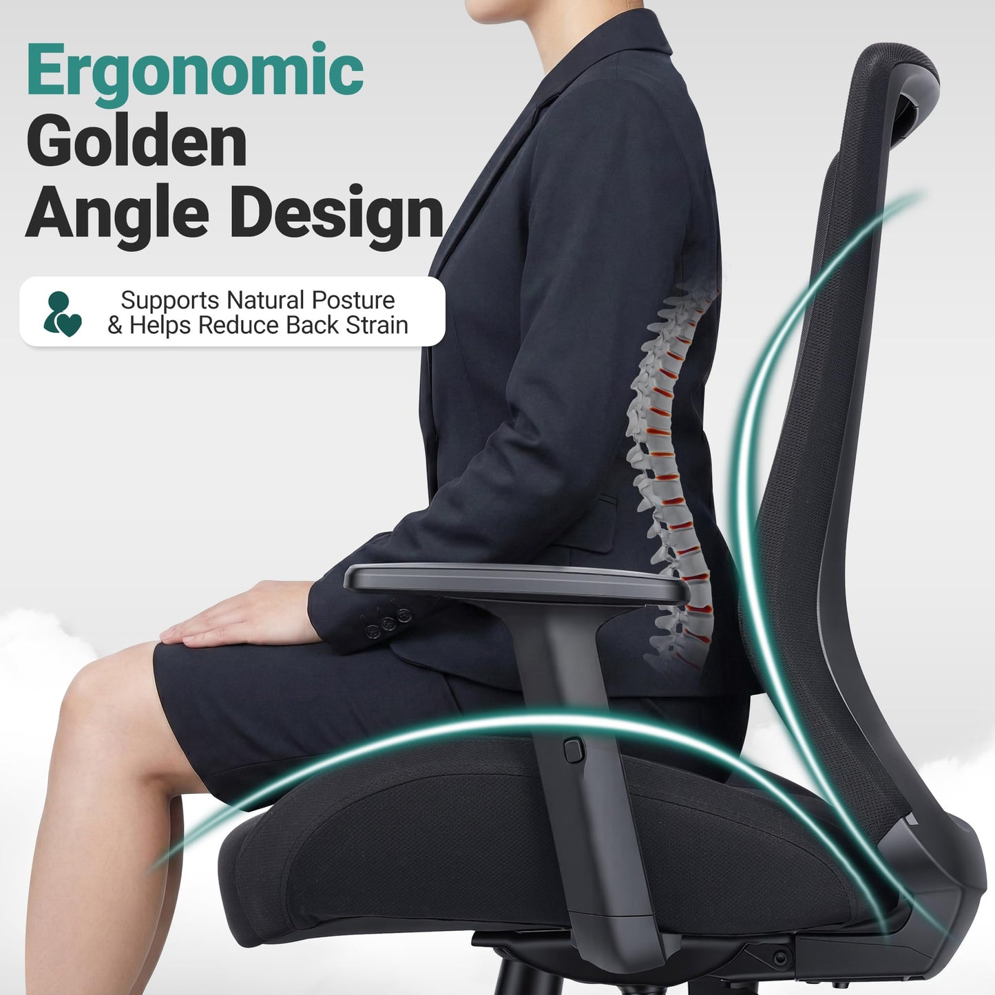 Big and Tall Home Office Desk Chair 400lb Capacity for Heavy People, Ergonomic Wide Mesh Desk Chair with Stepless Recline & Lock, 5.5" Thick Cushion, High Back, Adjustable Height & Armrests