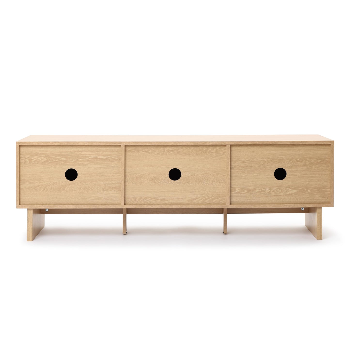 LuxenHome 59" Oak TV Stands for 65 Inch TV, Modern Entertainment Center for Living Room, Low Profile Wooden Media Console Cabinet with Doors for Bedroom, Light Wood TV Console Table