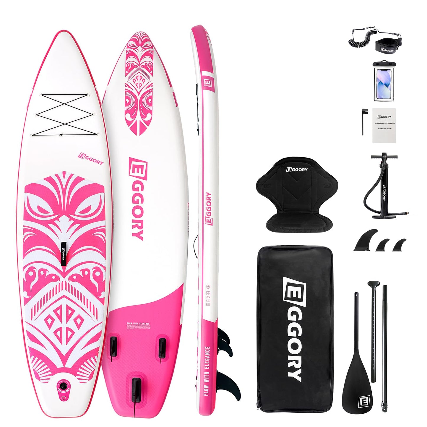 Inflatable Paddle Board,Stand Up Paddle Board Set, Extra Wide SUP Board with Removable Fin, Floating Paddle, Hand Pump, Waterproof Phone Pouch,Traveling Board (TT Pink/Kayak Seat)