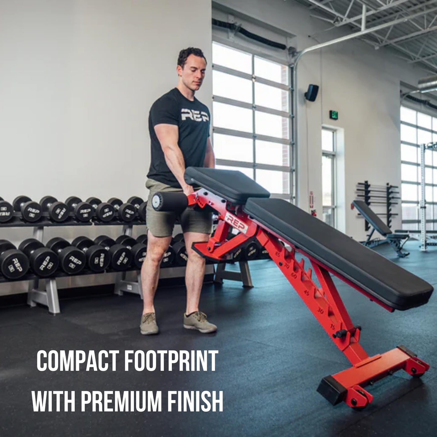 REP Foldable Incline Decline Bench | FID Platform for Home Gym | Compact Portable Fitness Stationary Equipment | Heavy Duty Strength Training | Adjustable Sit-up Dumbbell Workout Support, Matte Blue