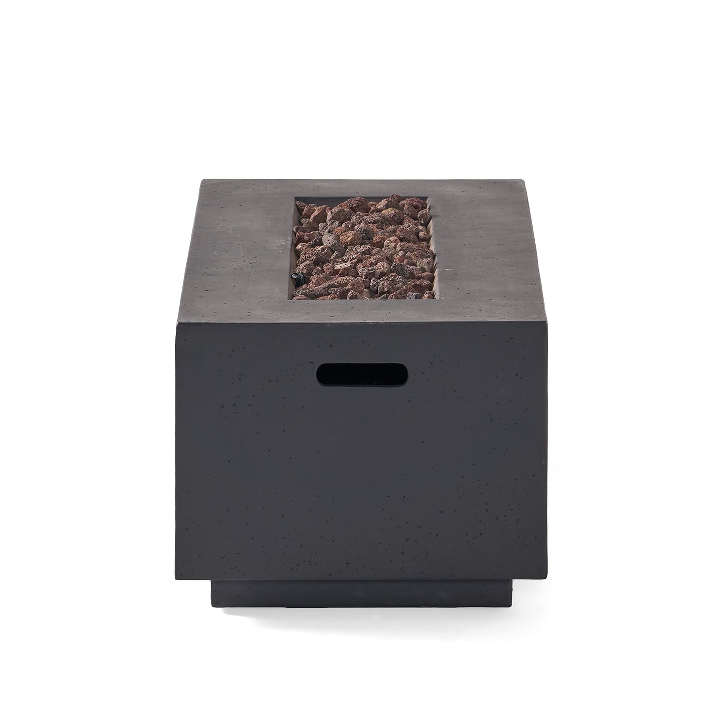 Christopher Knight Home Aidan Outdoor 40,000 BTU Rectangular Fire Pit (No Tank Holder) - Lightweight Concrete - Dark Gray
