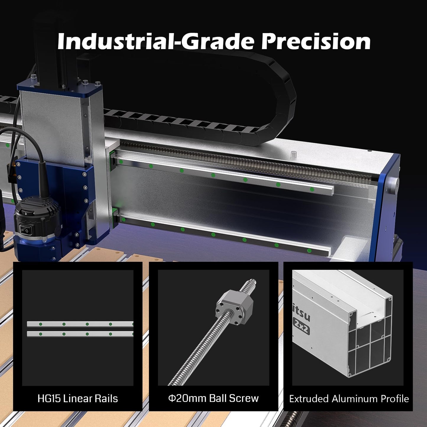 Genmitsu PROVerXL 2X2 CNC Router Machine, 2' x 2' CNC Machine with 710W Spindle, Closed-loop Stepper Motor, for Wood Metal Carving, WiFi & APP Supported, Work Area 26.76'' x 26.76'' x 4.44'