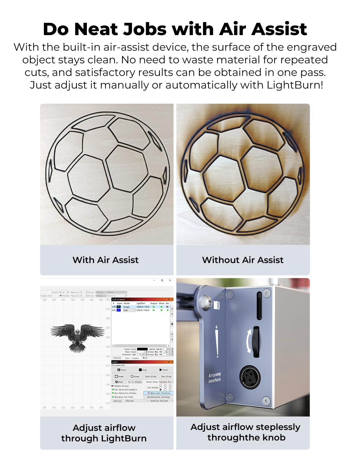 Creality 72000mW Output Power Laser Engraver, Falcon Pro 10W with Air Assist Laser Engraving Machine, CNC Machine Laser Engraver for Wood and Metal, Paper, Acrylic, Leather