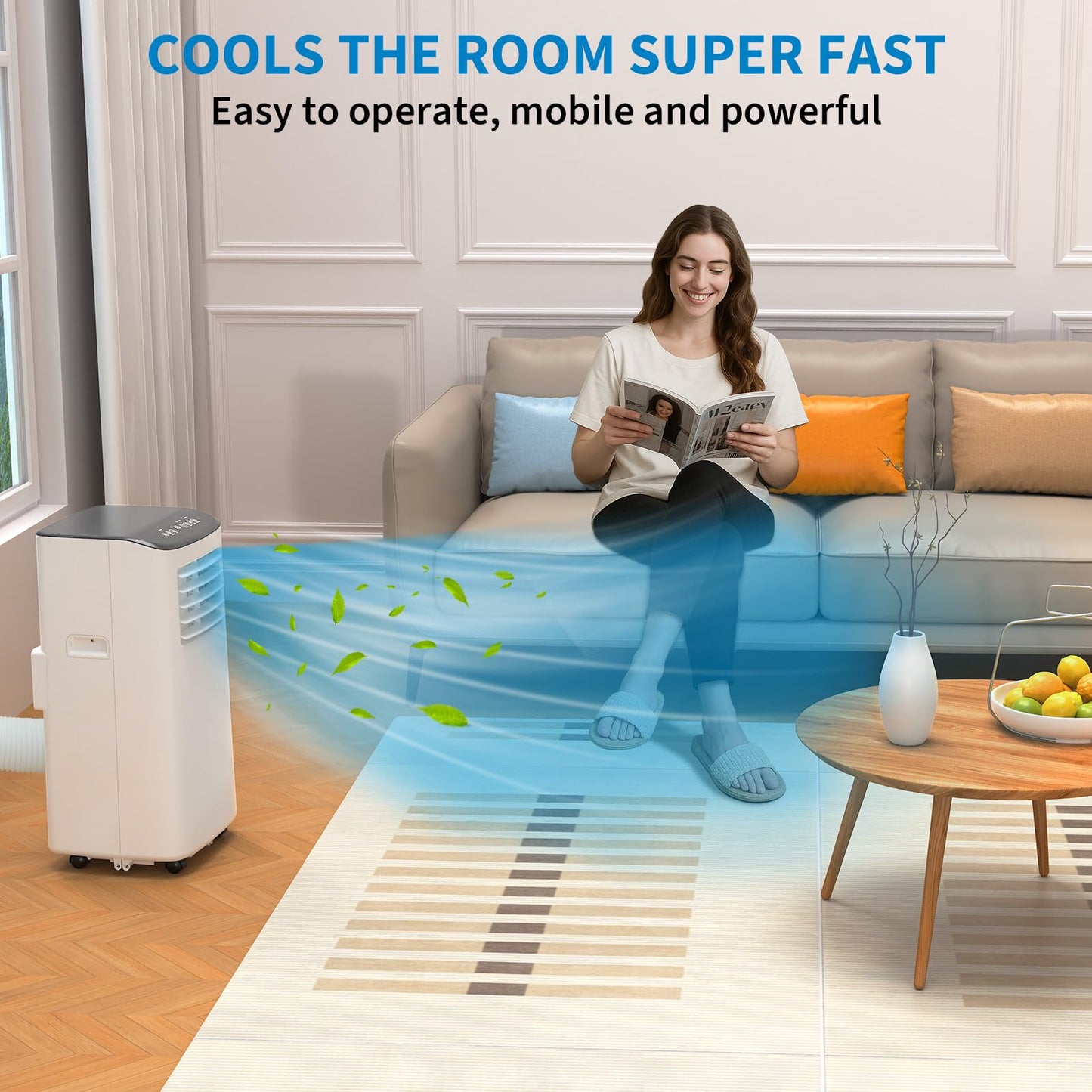 IDEALHOUSE Portable Air Conditioners, 8000 BTU Portable AC, AC Unit with Cooling, Dehumidifying & Fan, Quiet Operation and Easy Mobility, Remote Control, Enhanced Air Quality for Home & Office