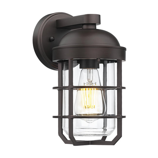 Emliviar Farmhouse Wall Mount Outdoor Light Fixture, Metal, 11.3 Inch, Oil Rubbed Bronze, Model GE255BL ORB, Clear Glass