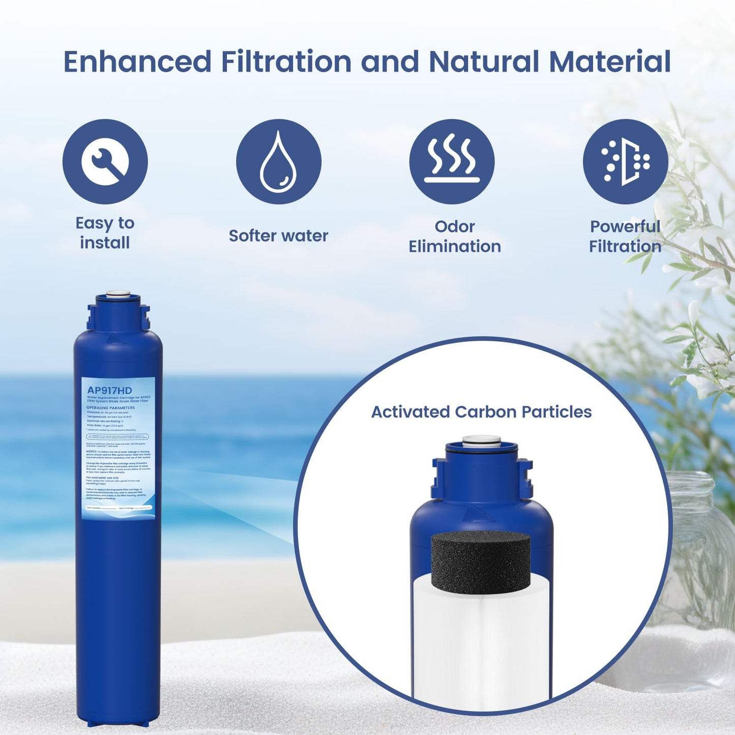 AP917HD AP903 Whole House Sanitary Quick Change Replacement Water Filter Compatible with 3M Aqua-Pure AP903 System, Reduces Sediment, Odor, and Scale 2 Pack