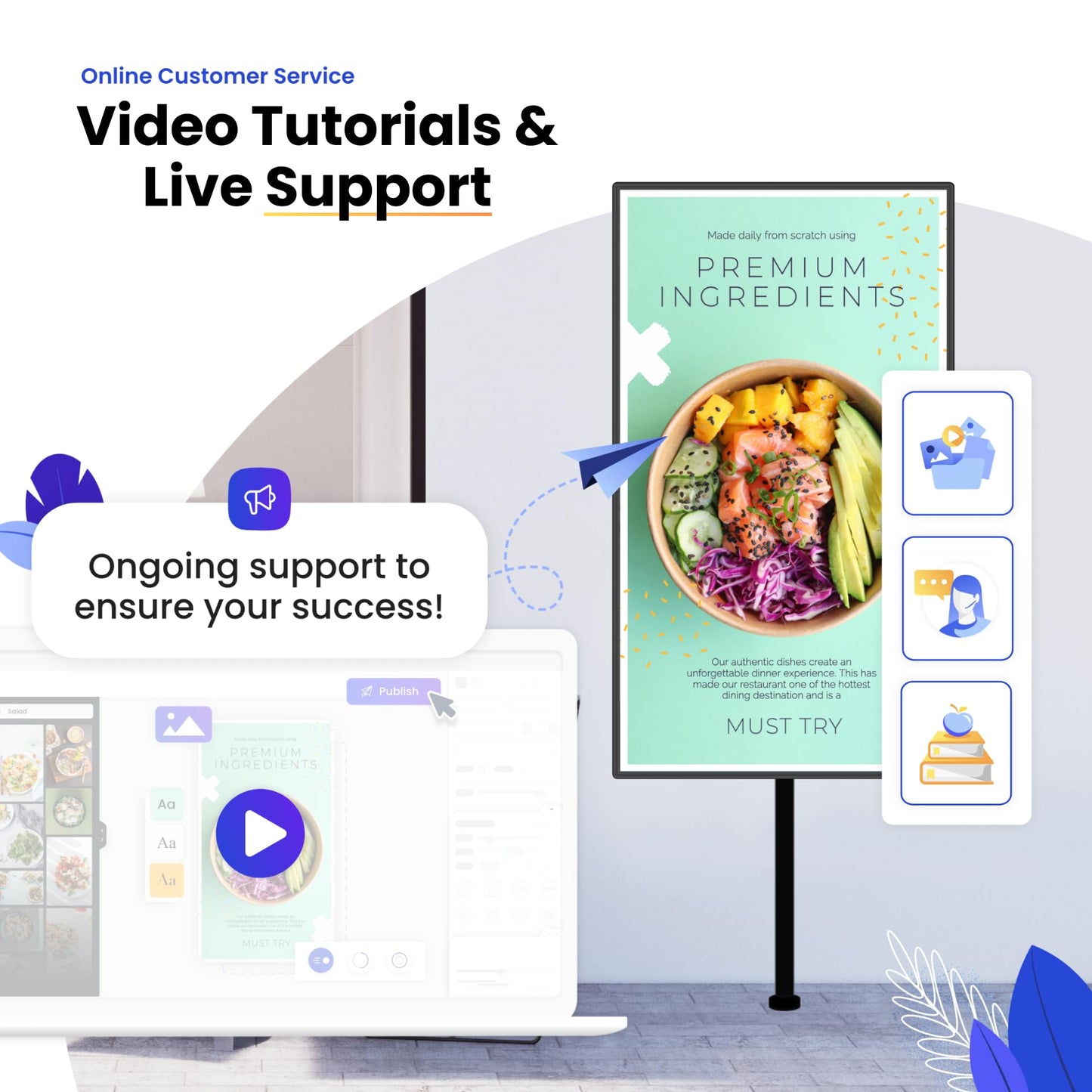 Mandoe Premium Digital Signage Displays - Digital Signage Player for Digital Menu Board, Electronic Menu Board and Digital Message Board. World-Class Templates & Easy To Use Setup.