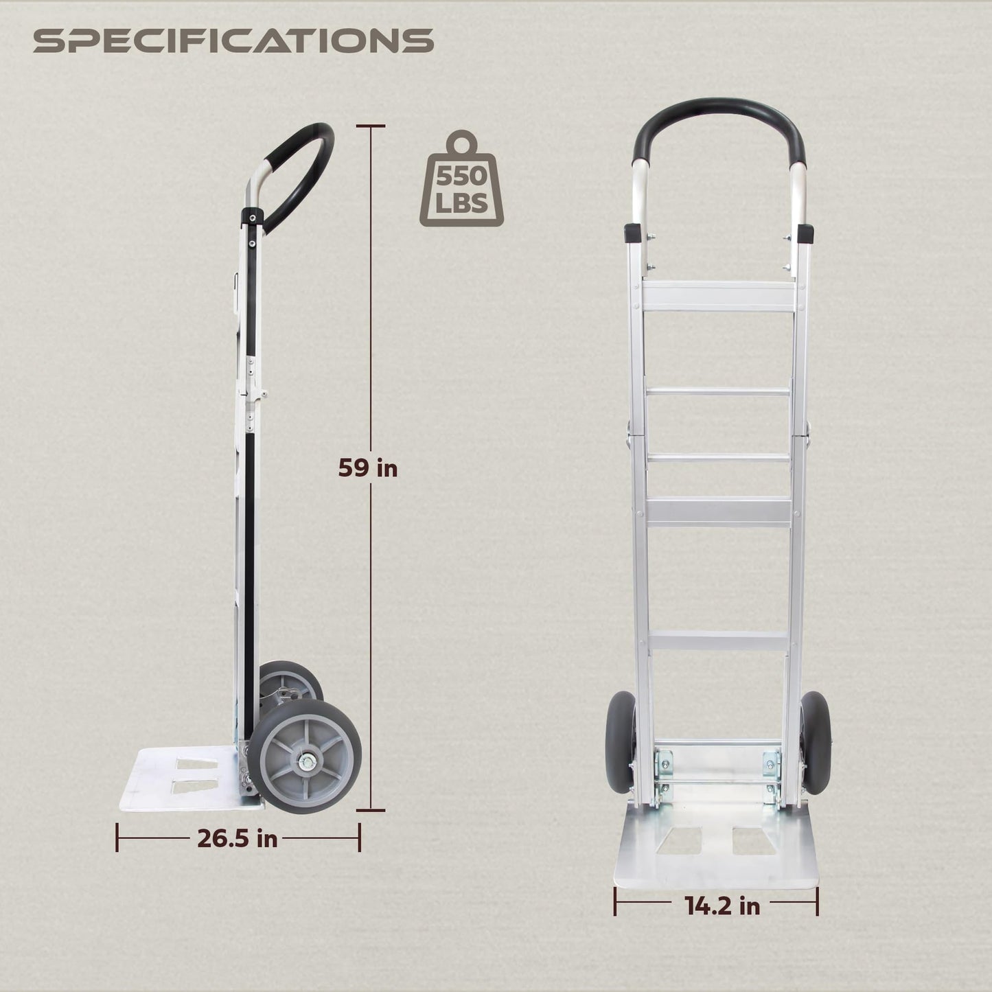 Olympia Tools Aluminum Foldable Utility Shopping Cart with Wheels and Removable Bag, Collapsible Personal Cart for Groceries, Laundry and Storage