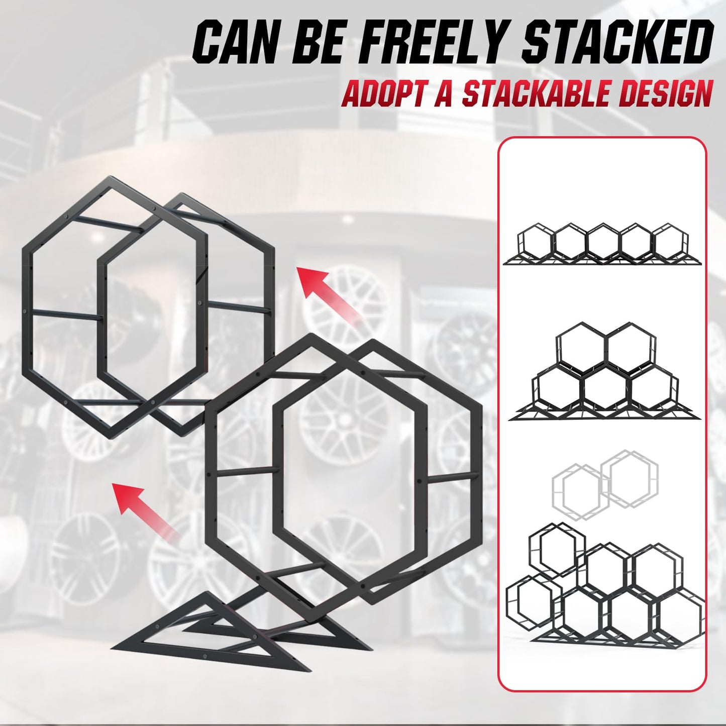 Heavy Duty Tire Storage Rack Adjustable Tire Rack for Garage Wall Mount Wheel Organizer Holder for Exhibition Shop Garage Trade Show