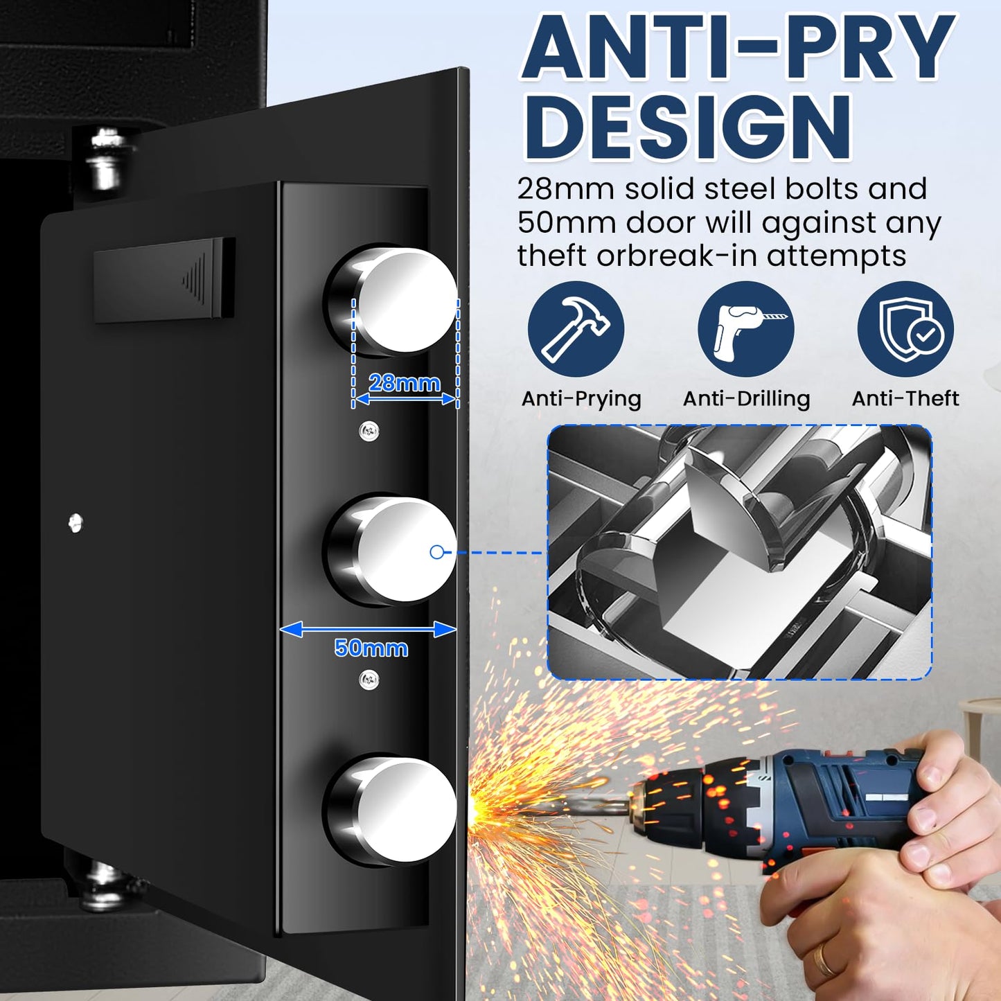 2.6 Cuft Biometric Drop Safe for Business, Anti-Theft Fingerprint Safe Box with Quick Place Drop Slot, Digital Keypad and Spare Key, Depository Safe for Home Office Retail Store Business Mail Church