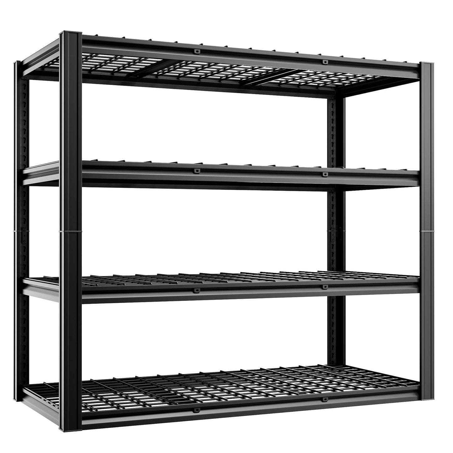 cynnda 4-Tier 60”W Garage Shelving Heavy Duty 2500LBS Garage Storage Rack 60" W Basement Warehouse Storage Shelves Units Adjustable Metal Shelf for Garages(Black)