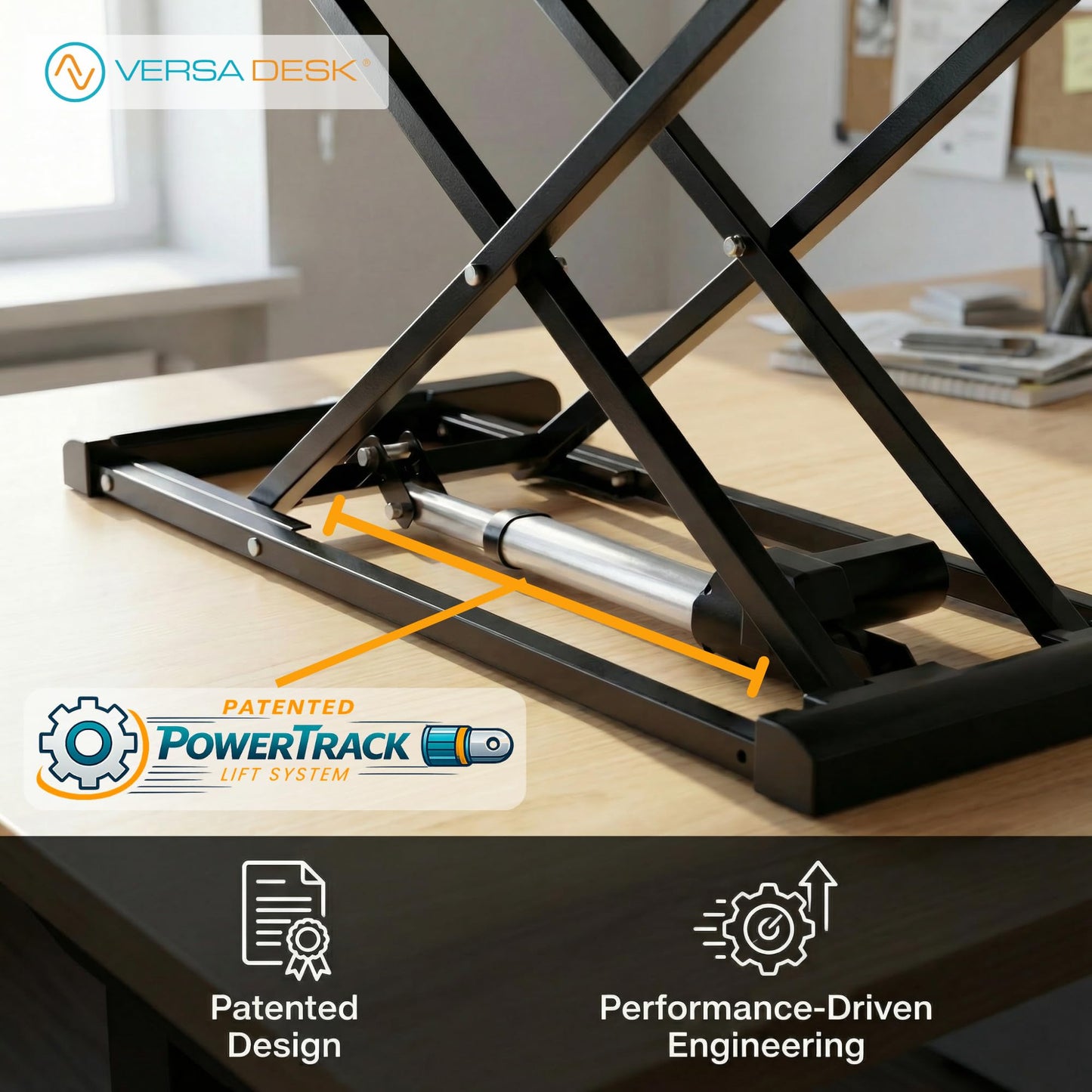 VERSADESK EvoLift 40" Electric Standing Desk Converter, Sit to Stand Motorized Desk Riser, 1-Button Easy Lift, Dual Monitor Workstation, Wide Keyboard Tray, Built-in Device Stand, Black