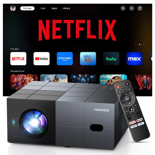 4K Projector with Built-in Apps, 1500 ANSI/Compatible with Netflix/Dolby Audio Smart Projector with WiFi 6 and Bluetooth 5.3,Outdoor Movie Proyector for Home Theater Gift for Her/Him