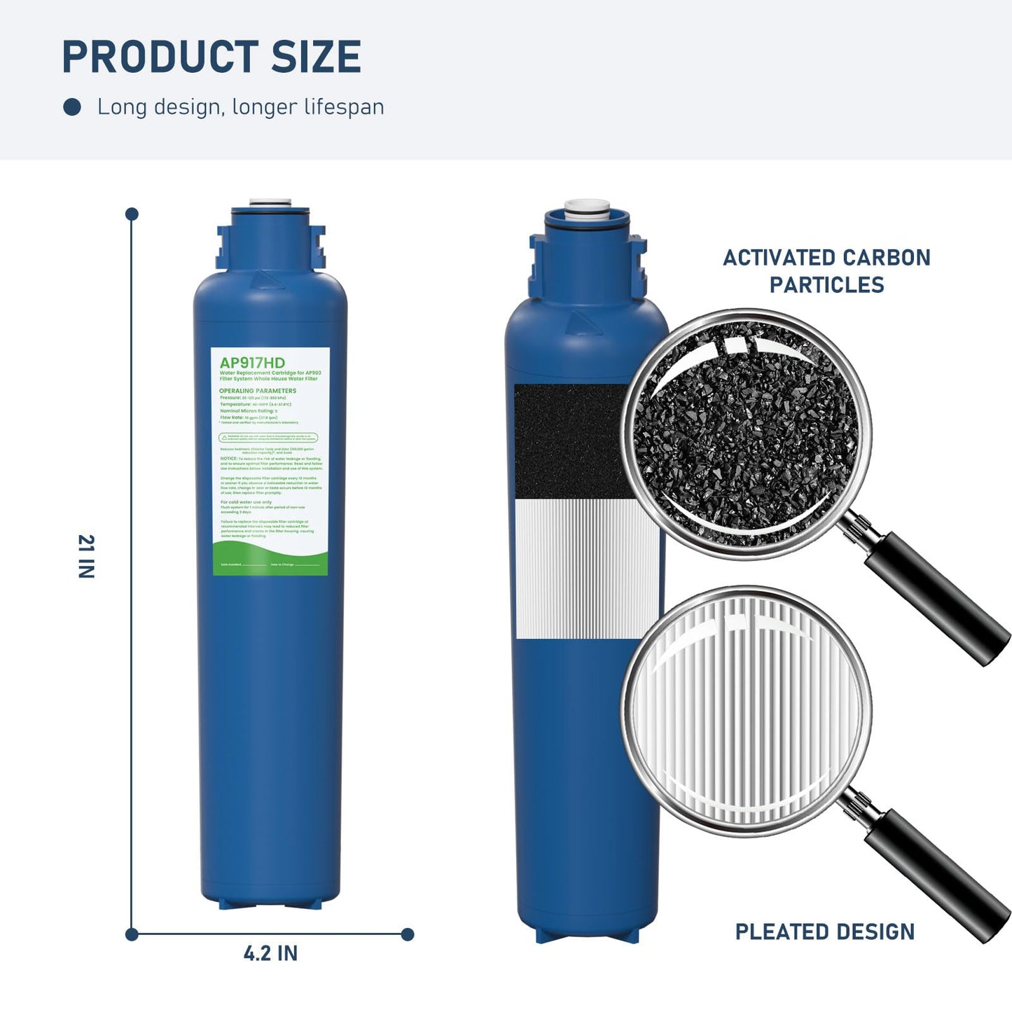 AP917HD AP903 Water Filter Replacement, Whole House Sanitary Quick Change Water Filter Cartridge Compatible with 3M Aqua-Pure AP917HD and AP903 System, Reduces Sediment, Odor 2 Pack