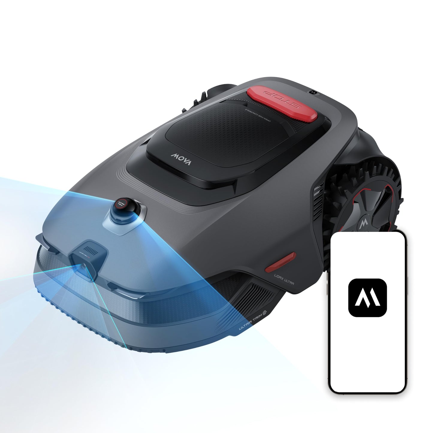 MOVA LiDAX Ultra 1000 Robot Lawn Mower Wire Free for 1/4 Acre, RTK-Free+360° 3D LiDAR+AI Vision Auto Mapping, Zero-Edge Cutting, Cutting Height 1.2"-3.9", 45% Slope, Up to 150 Managed Zones Dual Maps