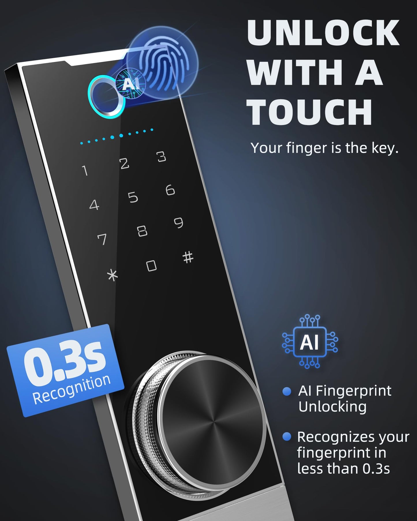 DAYI Biometric Fingerprint Safe Box, 3.0 Cu. Ft. Home Safes with Fireproof Bag, Digital Touchpad Security Safe for Money Cash Documents, Dual Alarm System - 60 Pro