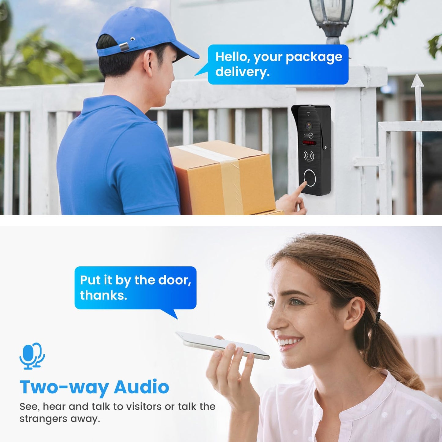 Wired Video Doorbell Intercom System 1080P HD Camera 7 inch Monitor Entry Doorphone Door Camera TUYA WiFi Smart Home Door Phone Kits for Apartment Home Villa (2 Doorbell + 2 Monitor)