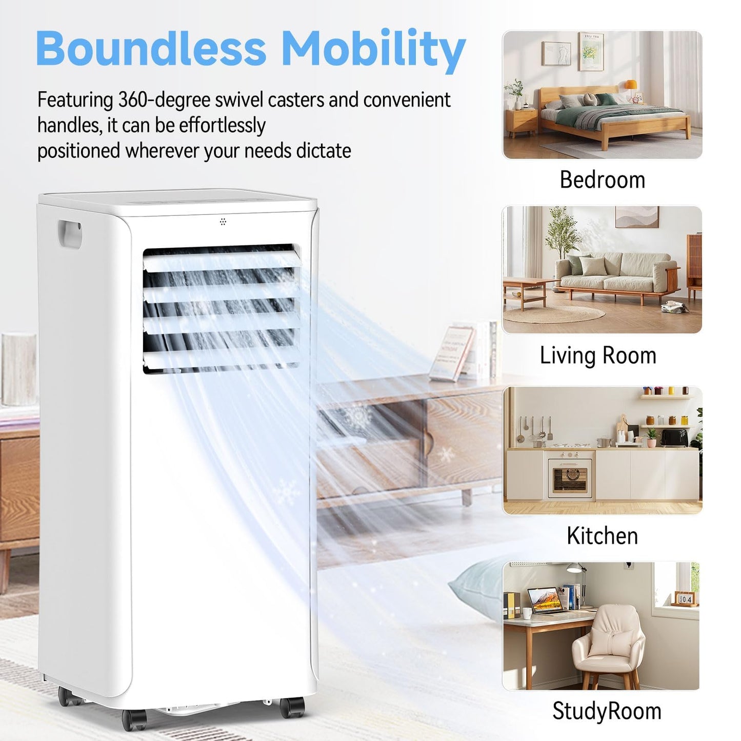 Portable Air Conditioner - 12,000 BTU 3-in-1 Cooling Unit with Dehumidifier, Fan & AC Modes - Ac Units Cools Up to 550 Sq.Ft - 24-Hour Timer, Remote Control & Window Kit Included