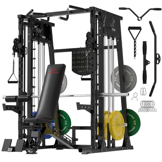 Waxman Leg Press Hack Squat Machine Combo, Leg Exercise Machine with Linear Bearing, Special for Lower Body with Weight Storage for Quads, Hamstring, Glutes and Calves with 340lBS Color Plates