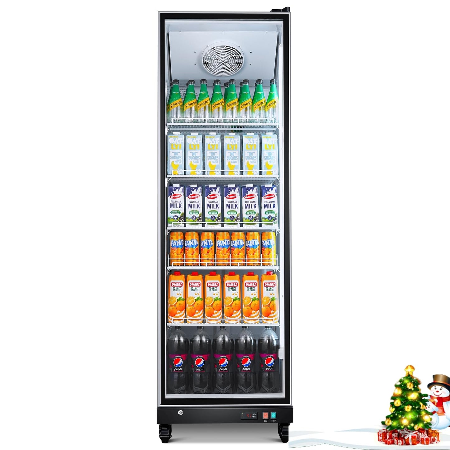 BODEGACOOLER Commercial Beverage Refrigerator with Glass Door,12.5 Cu.Ft Commercial Drink Refrigerator,Upright Large Display Merchandiser Beverage Bar Cooler with Soft LED Light,Adjustable Shelves