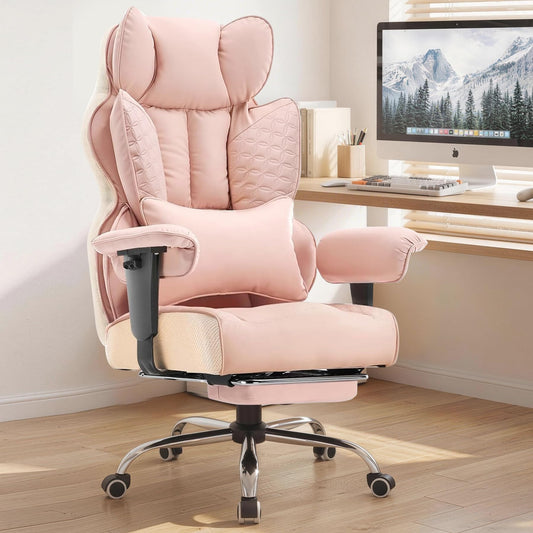 COMHOMA Big and Tall Office Chair Heavy Duty Gaming Chair with Deluxe Embossing Leather High Back Wider Ergonomic Computer Chair with Foot Rest 150°Reclining Pocket Spring Lumbar Support