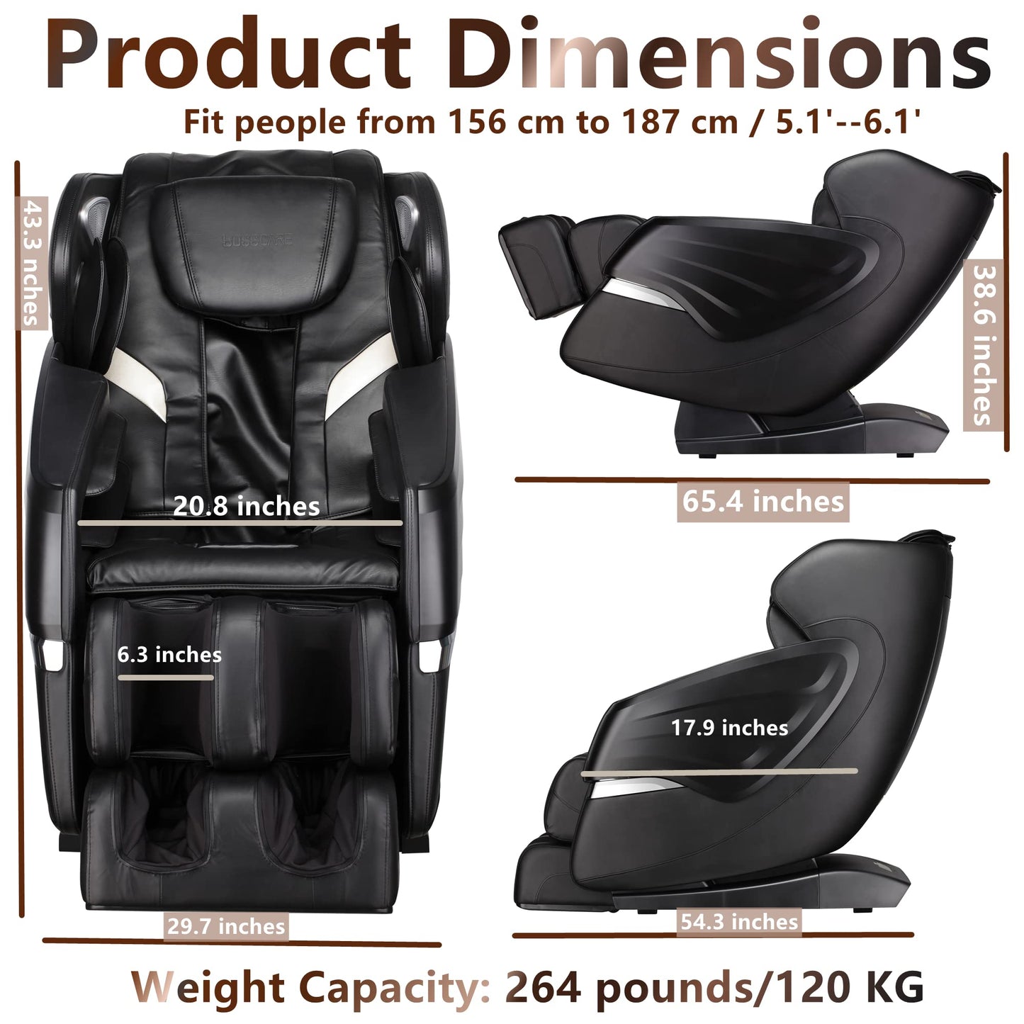 Massage Chair Full Body Recliner Zero Gravity Airbag Massage Chair with Foot Roller Bluetooth Speaker SL Track Home Office Relaxation Chairs Black Ergonomic Comfort Seating