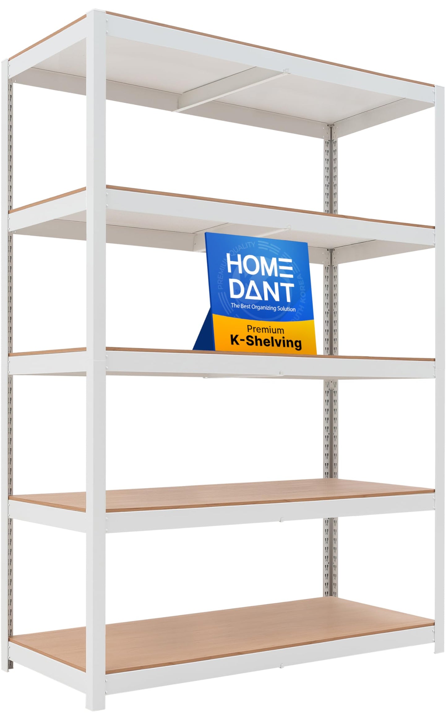 HOMEDANT House 48.1" W Deep 5 Tier Heavy Duty Garage Shelving Adjustable Metal Rack Storage Shelves Standing Shelf Unit Organizers Industrial Warehouse Basement White 1Pack