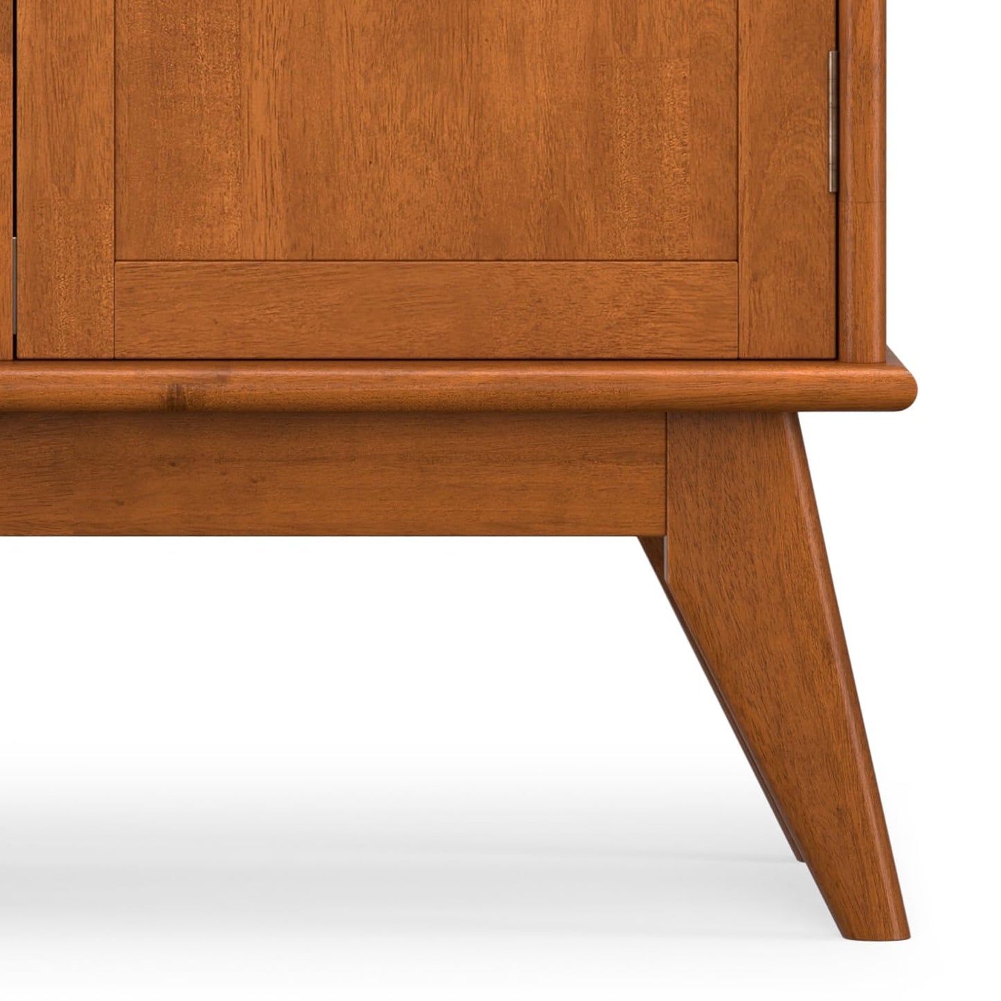 SIMPLIHOME Draper Buffet - 50 inch Wide Solid Hardwood 3-Door Sideboard Buffet in Teak Brown, Mid-Century Modern Cabinet for Dining Room or Kitchen with Adjustable Shelves and Tapered Legs