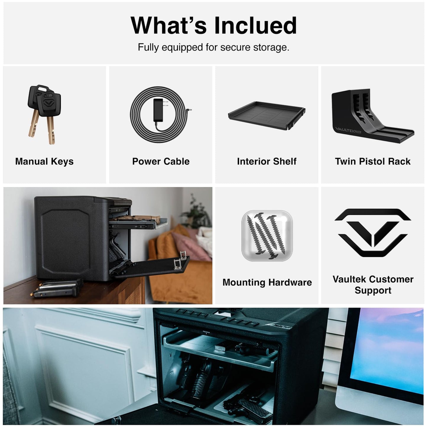 VAULTEK MX Series High Capacity Multiple Pistol Handgun Storage Available with Modular Interior, Backlit Keypad, and Auto-Open Door (Essential)