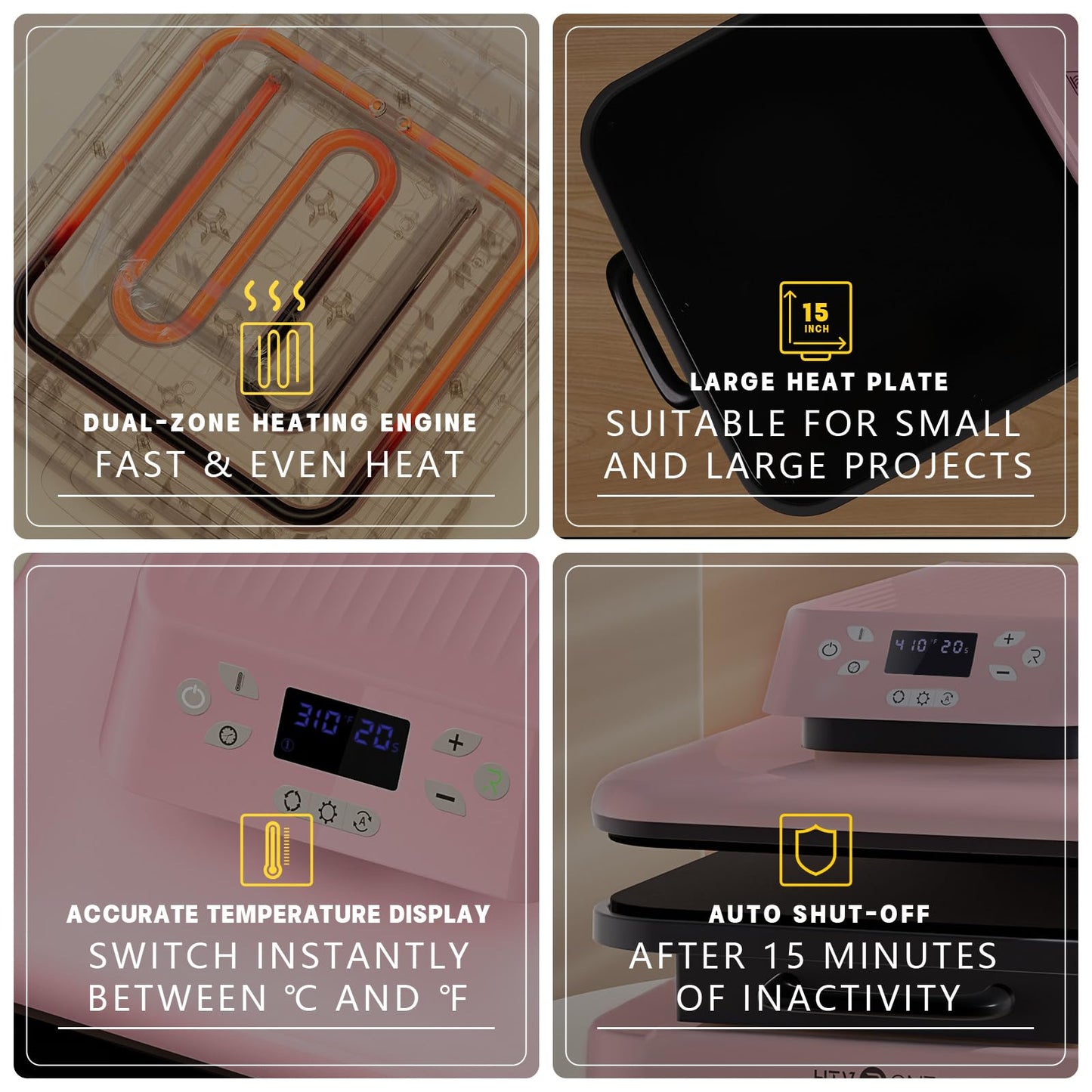 HTVRONT Auto Heat Press Machine for T Shirts - Heat Press 15x15 with Auto Release - Heats Up Fast & Heat Evenly, Professional Heat Press Machines for HTV, Sublimation, Heat Transfer Projects