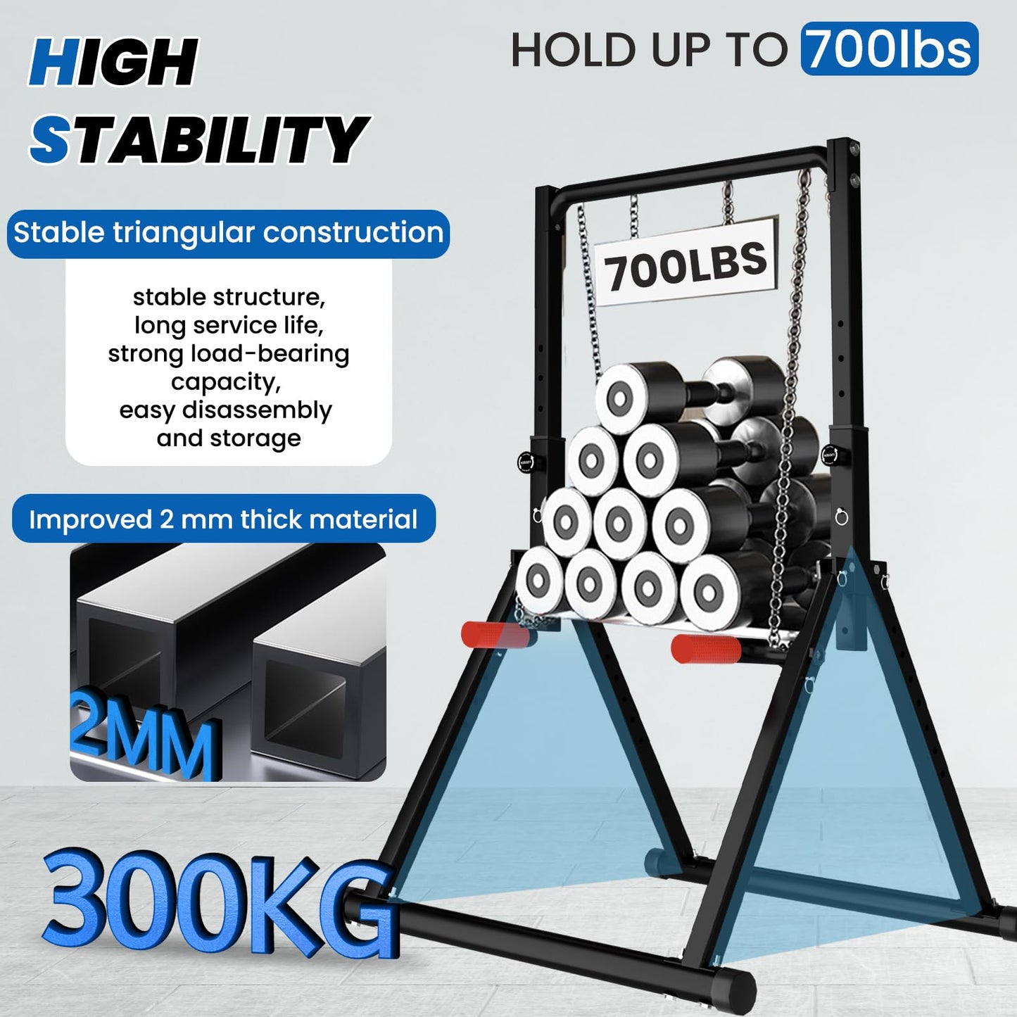 DOBESTS Power Tower Pull Up Bar Free Standing, Adjustable Foldable Pull Up Station, Home Gym Strength Training Equipment 700LBS