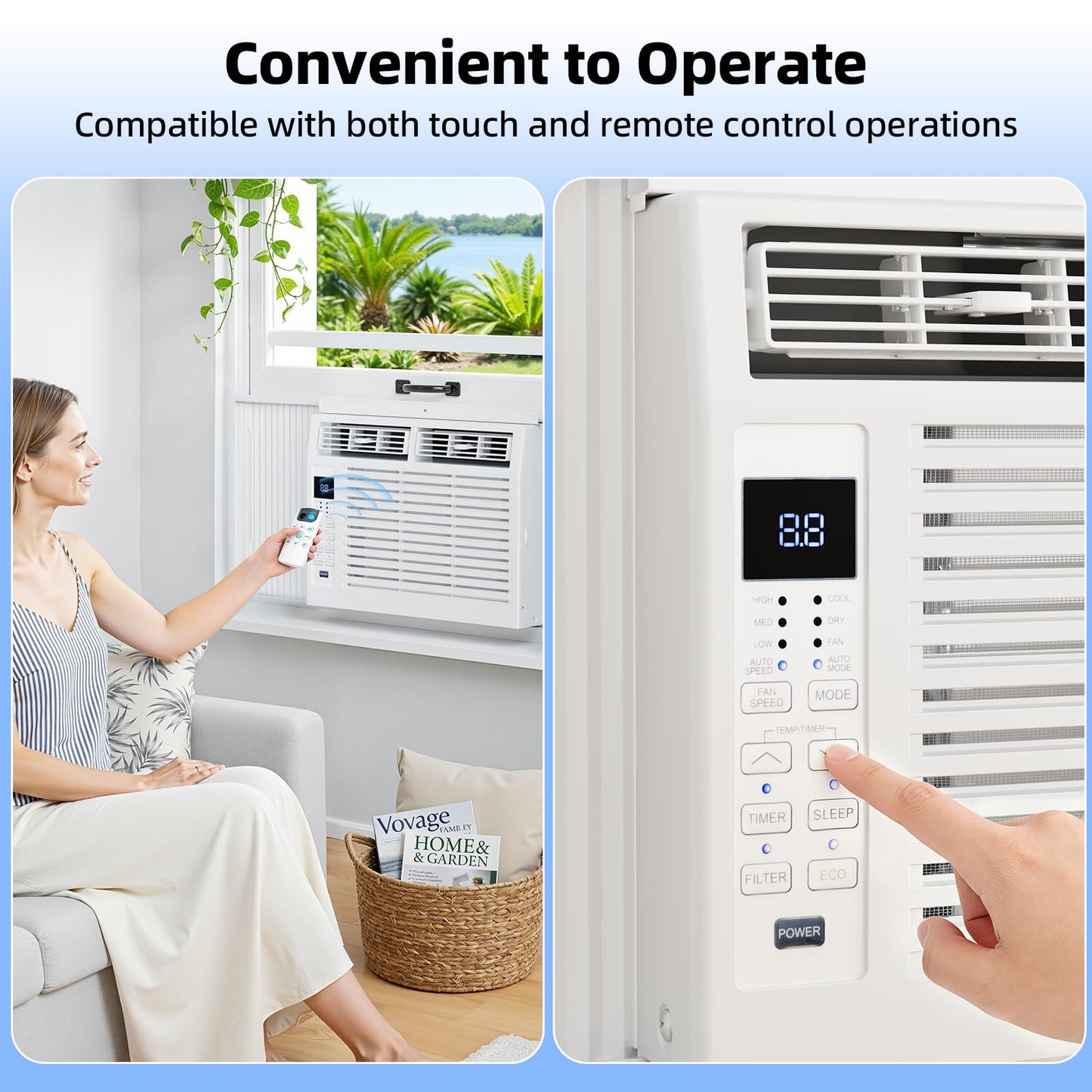 Antarctic Star 6,000 BTU Window Air Conditioner, Window AC Unit, Cools Rooms up to 250 Sq.Ft., 6 in 1 Modes Air Conditioner Window Unit with Remote Control, Easy to Install, Energy Saving, White