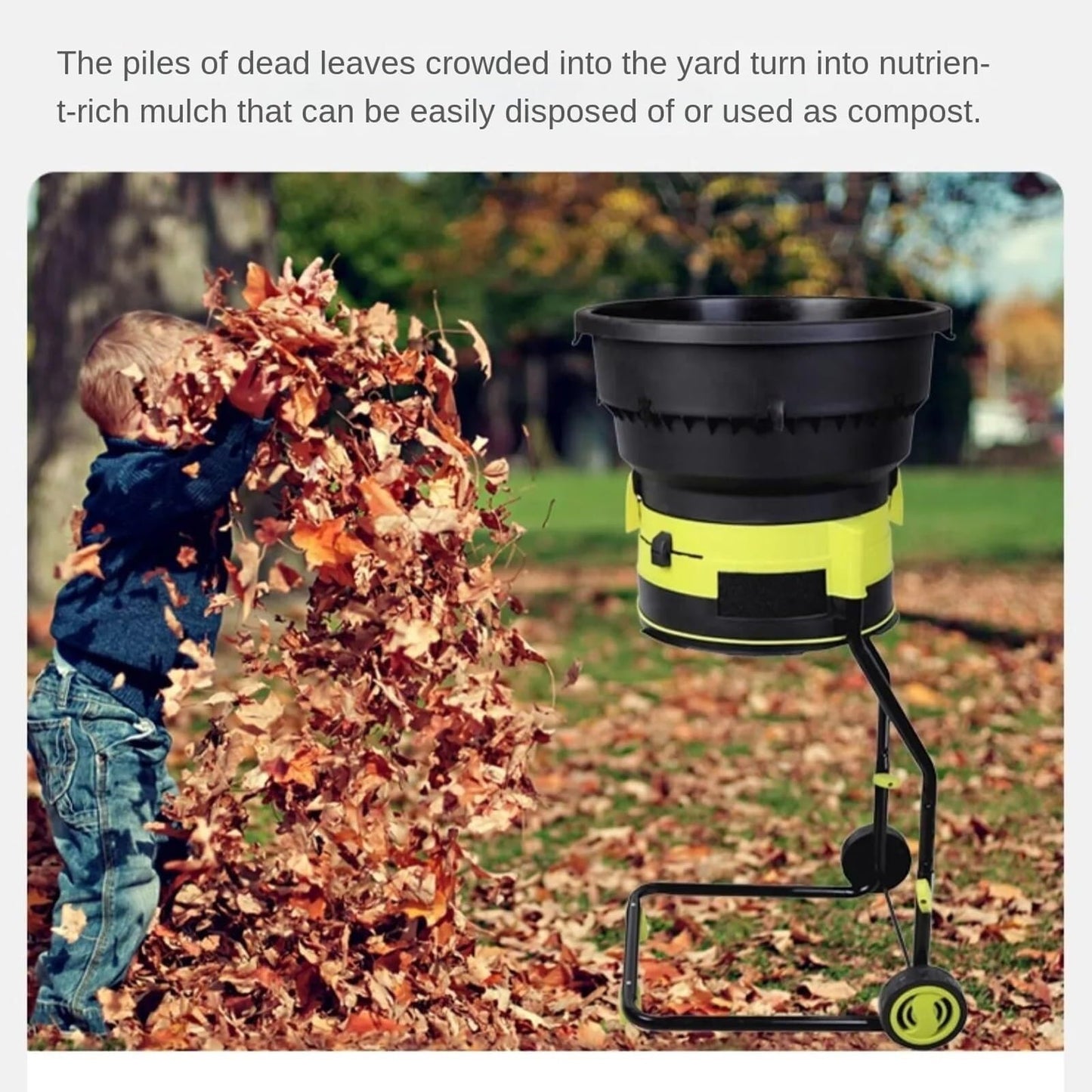 Jiangtaom Electric Leaf Mulcher Shredder, 2500W Corded Garden Compost Shredder Crusher with Power Cord, 8000rpm Leaves Chippers(Machine+30m)
