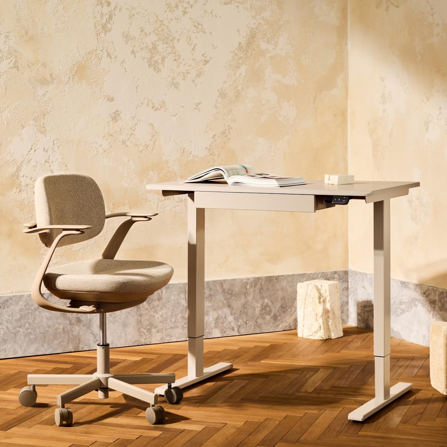 TopJob Biskit Ergonomic Chiar, Comfortable Ergonomic Chair Designed Specifically for Women and Children, Suitable for Home, Office, and School environments (Liquid-Resistant Tan Weave)