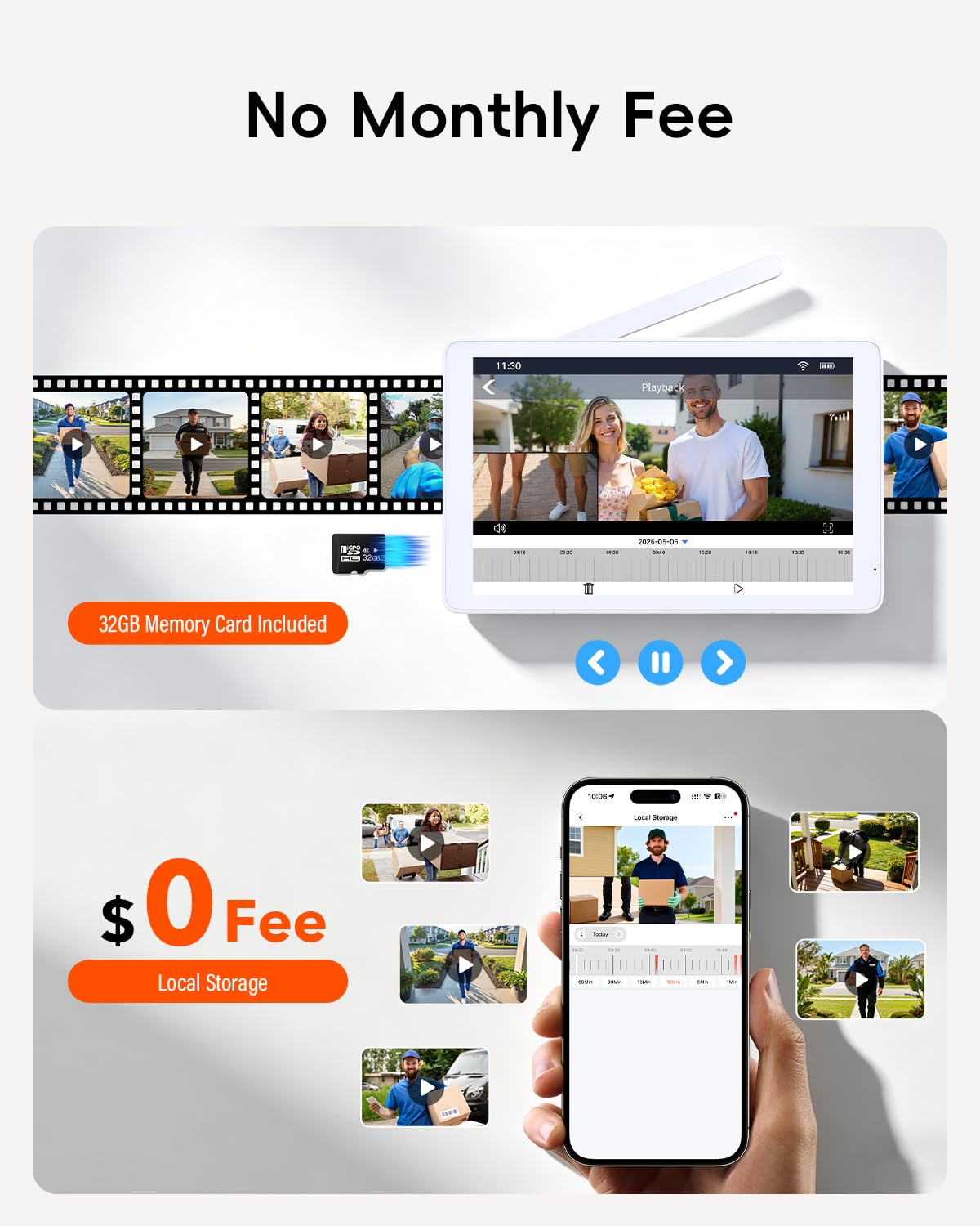 ACEBELL WiFi Dual Cameras Video Doorbell with Monitor, Wireless Video Intercom System with 8-inch Touchscreen, PIR Motion Detection, Local Storage, NO Subscription, Tuya APP Remote Control