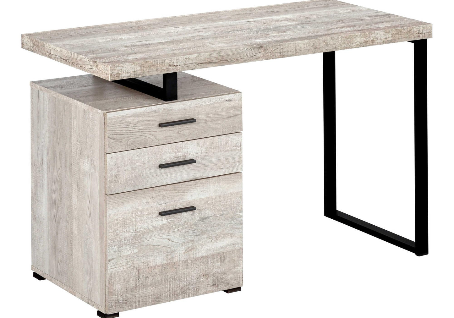 Monarch Specialties Computer Desk with File Cabinet - Left or Right Set- Up - 48"L (Taupe Reclaimed Wood Look),
