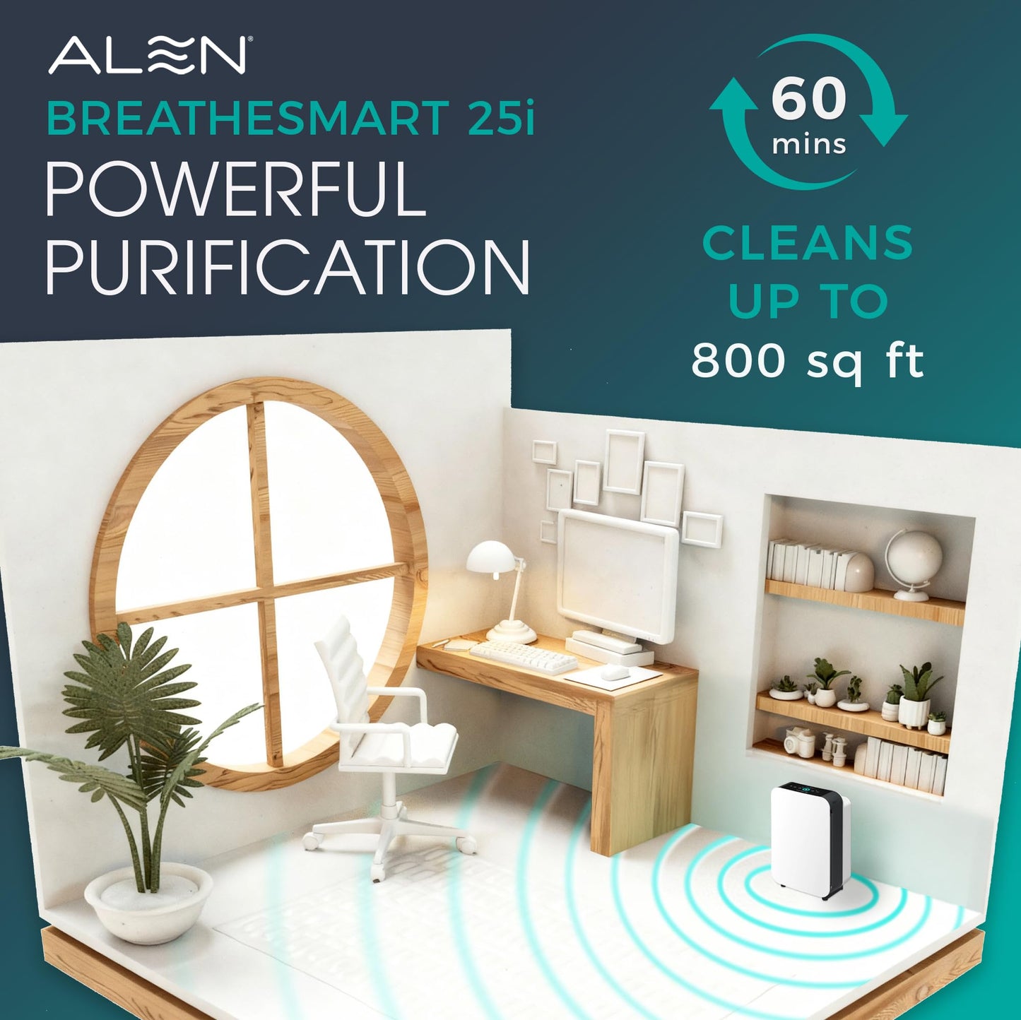 Alen Air Purifier BreatheSmart 25i HEPA with Essential Filter - 400 Sq. Ft. Perfect for Home and Kitchen, Apartment Essentials - Captures Allergens, Dust, Odor & Mold