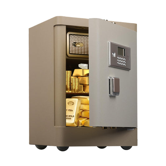 Biometric Home Safe Box, Heavy Duty Security Safe with Fingerprint & Keypad Lock, Anti-Theft Steel Safe with Dual Alarm, Removable Shelf, LED Light, Fireproof Waterproof Bag