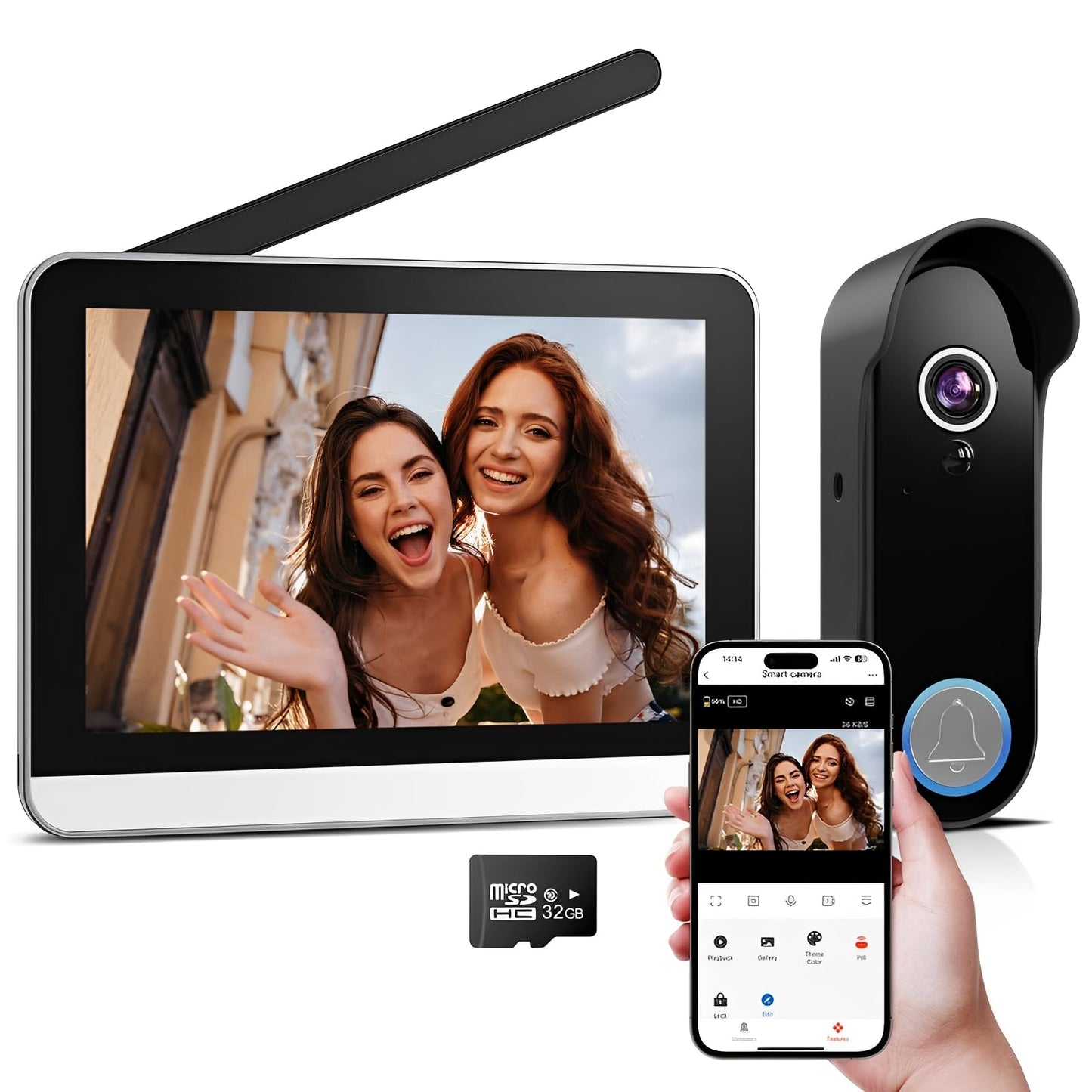 Bvavo Wireless Doorbell Camera with Monitor Video Door Phone Intercom System 1080P 7'' Touch Screen Two-Way Audio Smart Door Bell with Night Vision, Motion Detection, No Monthly Fees, Tuya APP