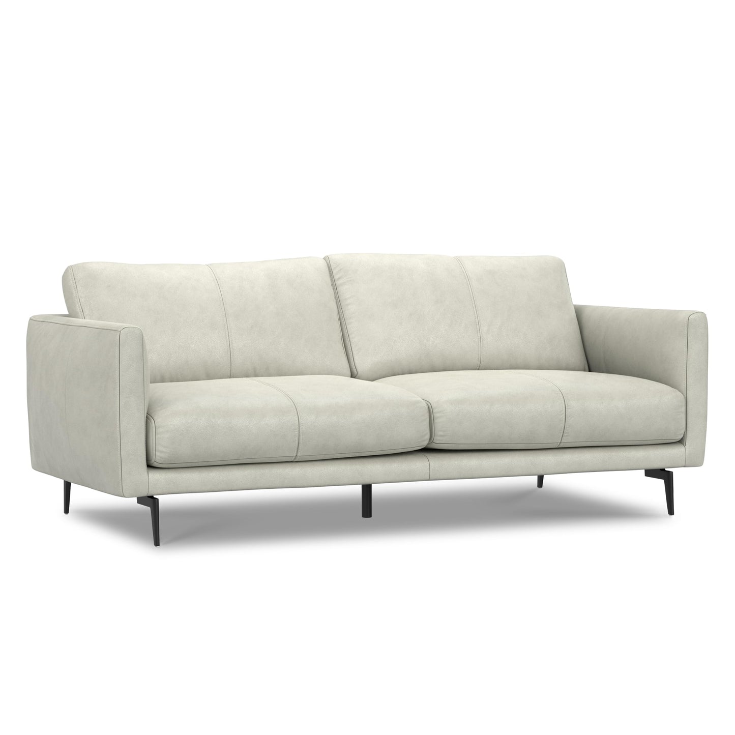 SIMPLIHOME Stevens Sofa in Genuine Light Smoke Grey Leather, 81-inch Wide, Solid Wood Frame, Modern 3-Seater Couch for Living Room