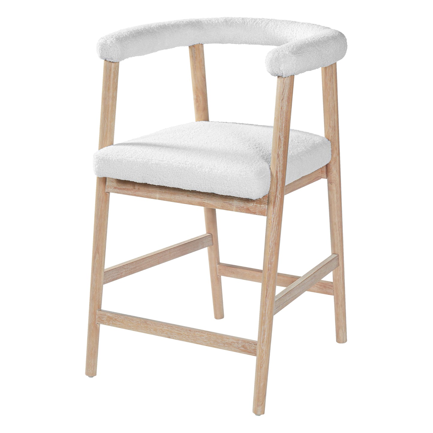Merax 2-Piece Wooden Farmhouse Counter Height Dining Coffee Bar Stool with Durable Legs, Upholstered Cruved Dinning Arm Chair for Kitchen Island, Set of 2, Natural